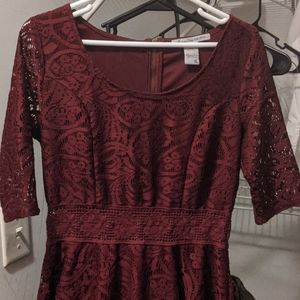 Maroon dress with zipper on back